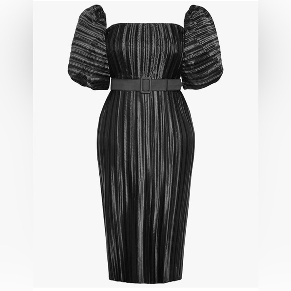 NWT City Chic Women's Plus Size Black Pleat Cocktail Dress Krista Pleat Size 14 - Picture 9 of 11